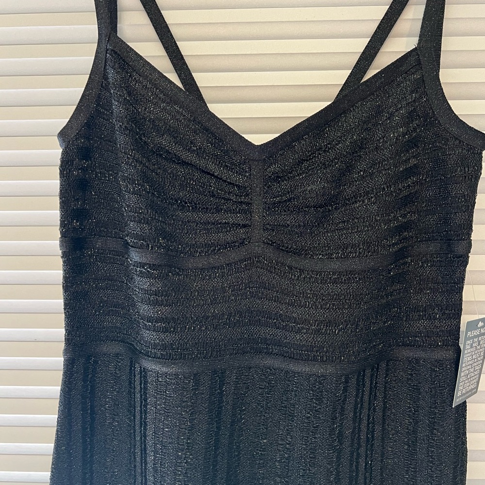 Herve Leger Black Ruched Sundress V-Neck Cocktail